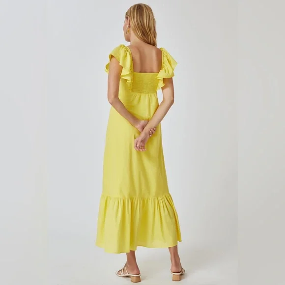 FARM Rio Yellow Midi Dress - Picture 2 of 13